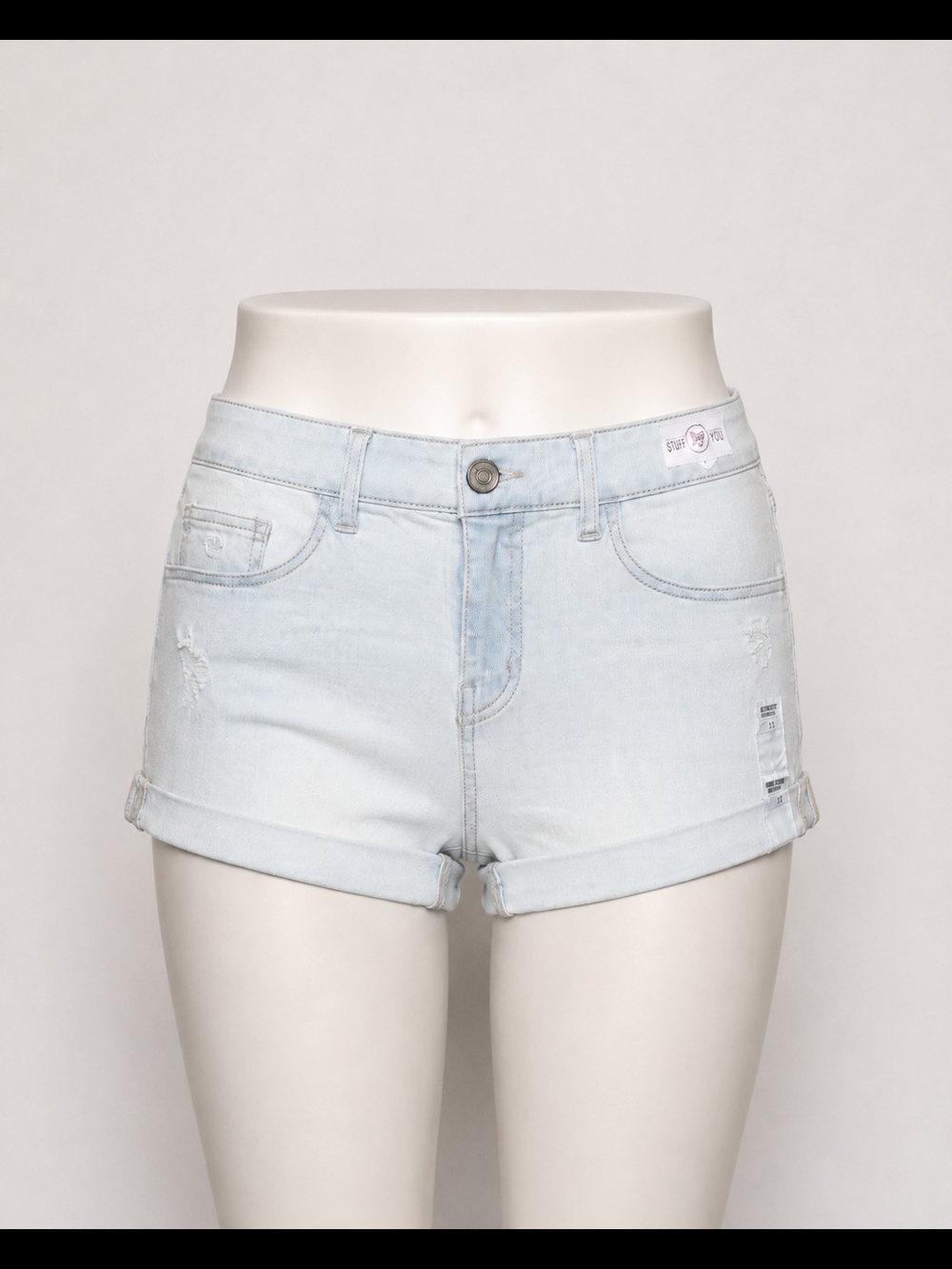 Light Wash Denim Roll-Cuff Women's Shorts